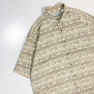 90's "made in CANADA" L.L.Bean ボタニカルパターン s/sシャツ