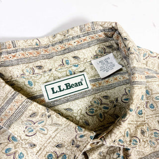 90's "made in CANADA" L.L.Bean ボタニカルパターン s/sシャツ