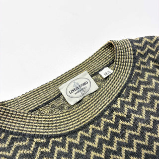 90's "made in ITALY" LINEA UOMO 短丈 総柄 クルーネックニットセーター