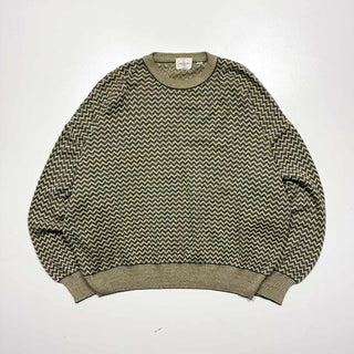 90's "made in ITALY" LINEA UOMO 短丈 総柄 クルーネックニットセーター