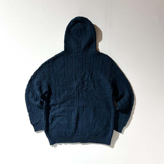 90's "made in Ireland" aran crafts メランジ フーデッド フルジップ アラン メリノウール ニット セーター