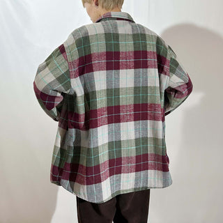 80’s "made in PORTUGAL" ST JOHN’S BAY×BIG MAC チェック L/S ネルシャツ(ワインレッド×グリーン)