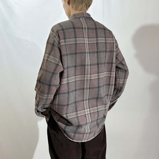 90’s "made in PORTUGAL" ST JOHN’S BAY×BIG MAC チェック L/S ネルシャツ(ブラウン×グレー)