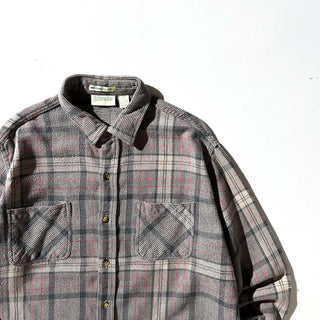 90’s "made in PORTUGAL" ST JOHN’S BAY×BIG MAC チェック L/S ネルシャツ(ブラウン×グレー)