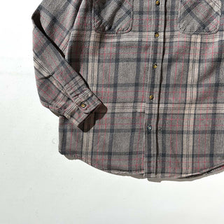 90’s "made in PORTUGAL" ST JOHN’S BAY×BIG MAC チェック L/S ネルシャツ(ブラウン×グレー)