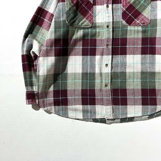 80’s "made in PORTUGAL" ST JOHN’S BAY×BIG MAC チェック L/S ネルシャツ(ワインレッド×グリーン)