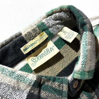 90’s "made in PORTUGAL" ST JOHN’S BAY×BIG MAC チェック L/S ネルシャツ(グリーン×ブラック)