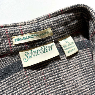 90’s "made in PORTUGAL" ST JOHN’S BAY×BIG MAC チェック L/S ネルシャツ(ブラウン×グレー)
