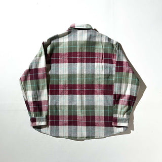 80’s "made in PORTUGAL" ST JOHN’S BAY×BIG MAC チェック L/S ネルシャツ(ワインレッド×グリーン)