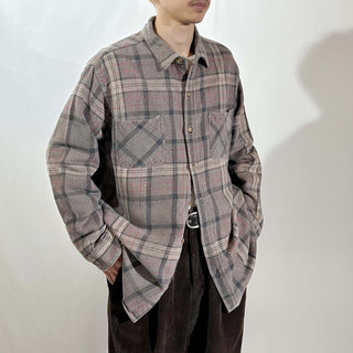 90’s "made in PORTUGAL" ST JOHN’S BAY×BIG MAC チェック L/S ネルシャツ(ブラウン×グレー)