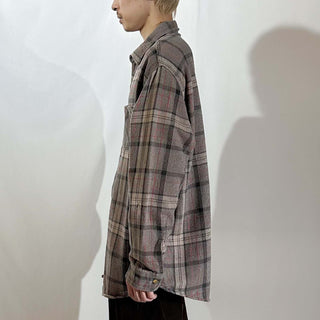 90’s "made in PORTUGAL" ST JOHN’S BAY×BIG MAC チェック L/S ネルシャツ(ブラウン×グレー)