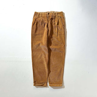 90's "made in SINGAPORE" Liz claiborne ライトブラウン 2タック コーデュロイ パンツ