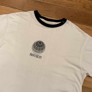 90's "made in USA" BANANA REPUBLIC プリント リンガーTシャツ