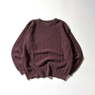 90's "made in USA" Bill BLASS コットン×アクリル メランジ ニット セーター(ワインレッド)