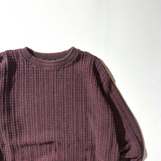 90's "made in USA" Bill BLASS コットン×アクリル メランジ ニット セーター(ワインレッド)