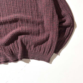 90's "made in USA" Bill BLASS コットン×アクリル メランジ ニット セーター(ワインレッド)