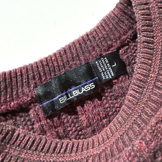 90's "made in USA" Bill BLASS コットン×アクリル メランジ ニット セーター(ワインレッド)