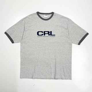 90's "made in USA" CHAPS Ralph Lauren ラバーロゴ リンガーTシャツ