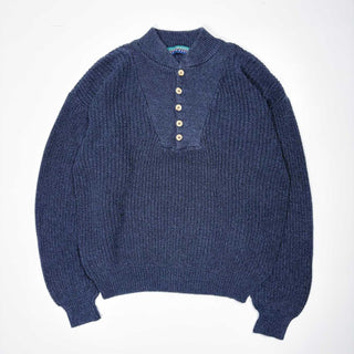90's "made in USA" CLAYBROOKE コットン ヘンリーネック ニット セーター