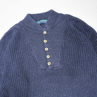 90's "made in USA" CLAYBROOKE コットン ヘンリーネック ニット セーター