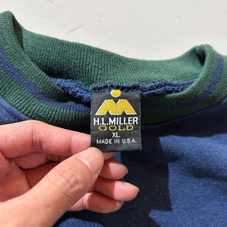 90's "made in USA" H.L.MILLER 短丈 2トーン ワンポイント スウェット シャツ