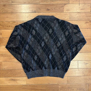 90's "made in USA" KNIGHTS BRIDGE 総柄 アクリルニット カーディガン