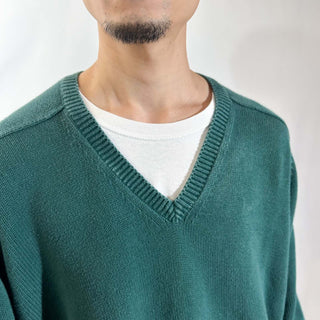 90's "made in USA" LANDS' END Vネック ドリフター ニット セーター