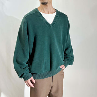 90's "made in USA" LANDS' END Vネック ドリフター ニット セーター