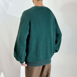 90's "made in USA" LANDS' END Vネック ドリフター ニット セーター