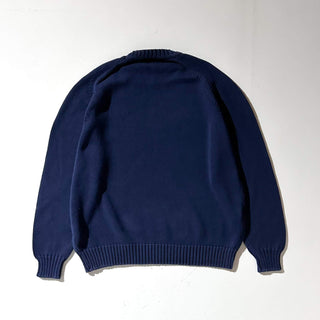 90's "made in USA" LANDS' END コットン ドリフター ニット セーター(ネイビー)