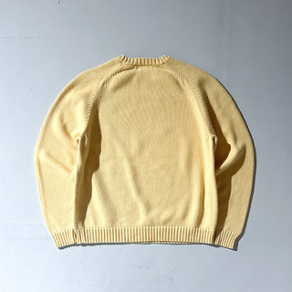 90's "made in USA" LANDS' END コットン ドリフター ニット セーター(イエロー)