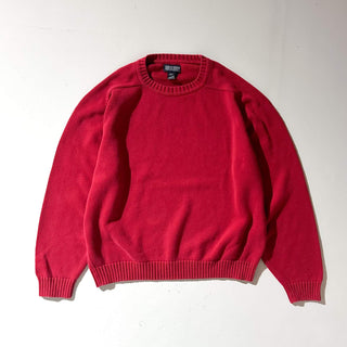 90's "made in USA" LANDS' END コットン ドリフター ニット セーター(レッド)
