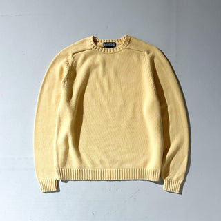 90's "made in USA" LANDS' END コットン ドリフター ニット セーター(イエロー)
