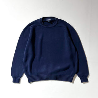90's "made in USA" LANDS' END コットン ドリフター ニット セーター(ネイビー)