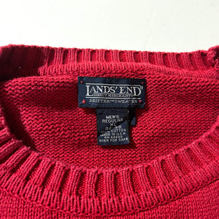 90's "made in USA" LANDS' END コットン ドリフター ニット セーター(レッド)