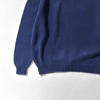 90's "made in USA" LANDS' END コットン ドリフター ニット セーター(ネイビー)