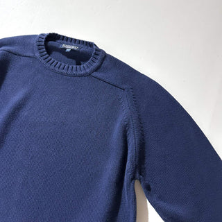 90's "made in USA" LANDS' END コットン ドリフター ニット セーター(ネイビー)