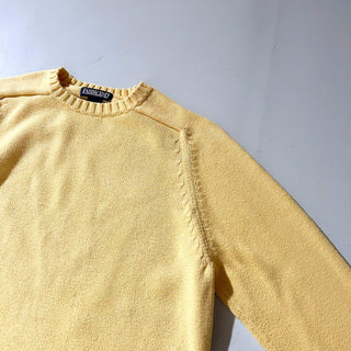90's "made in USA" LANDS' END コットン ドリフター ニット セーター(イエロー)