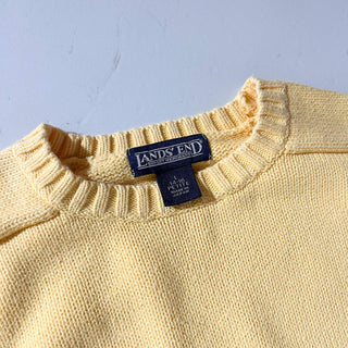 90's "made in USA" LANDS' END コットン ドリフター ニット セーター(イエロー)