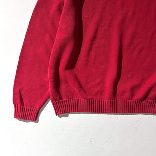 90's "made in USA" LANDS' END コットン ドリフター ニット セーター(レッド)