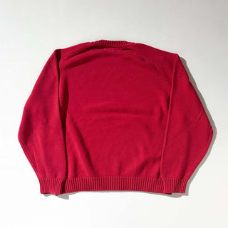90's "made in USA" Lands' End コットン ドリフター ニット セーター (レッド)