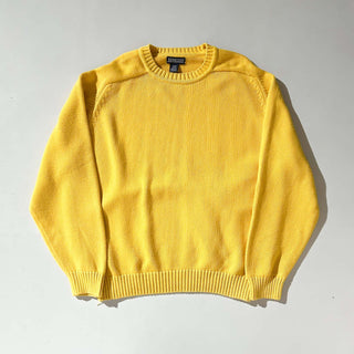 90's "made in USA" Lands' End コットン ドリフター ニット セーター (イエロー)