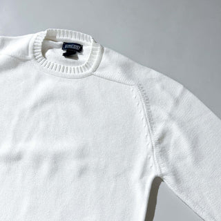 90's "made in USA" Lands' End コットン ドリフター ニット セーター (ホワイト)