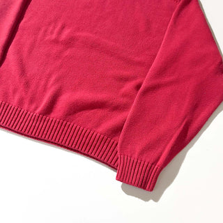 90's "made in USA" Lands' End コットン ドリフター ニット セーター (レッド)