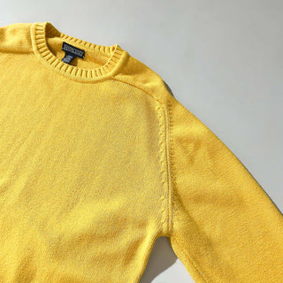 90's "made in USA" Lands' End コットン ドリフター ニット セーター (イエロー)