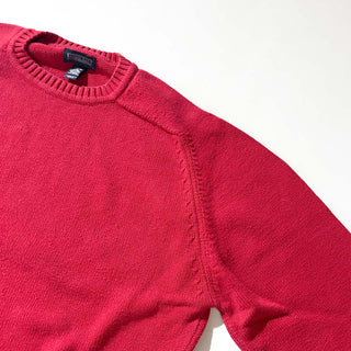 90's "made in USA" Lands' End コットン ドリフター ニット セーター (レッド)