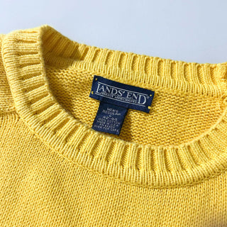 90's "made in USA" Lands' End コットン ドリフター ニット セーター (イエロー)