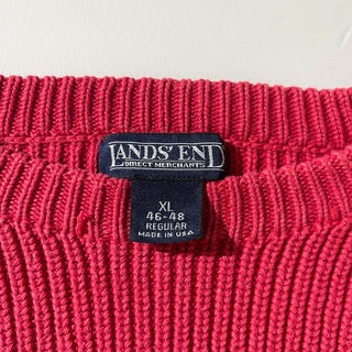 90's "made in USA" Lands' End リブ編み コットン ニット セーター