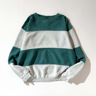 90's "made in USA" Lands' End 鹿の子 前V ボーダー スウェット シャツ