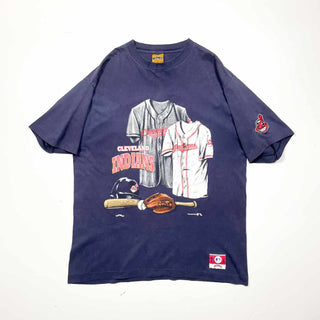 90's "made in USA" NUTMEG CLEVELAND INDIANS プリントTシャツ